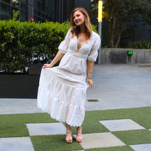 Load image into Gallery viewer, Milkmaid Cottagecore White Maxi Dress