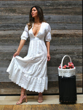 Load image into Gallery viewer, Milkmaid Cottagecore White Maxi Dress