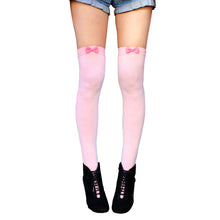 Load image into Gallery viewer, Kawaii Pink Bow Thigh High Socks
