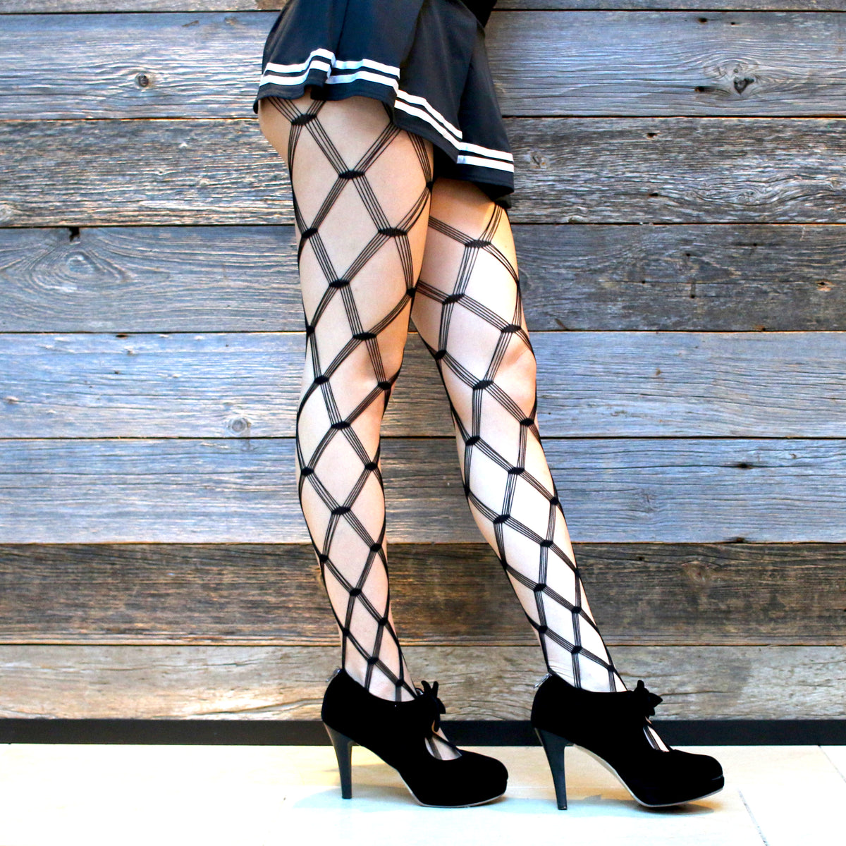 Cross Design Fishnet Tights