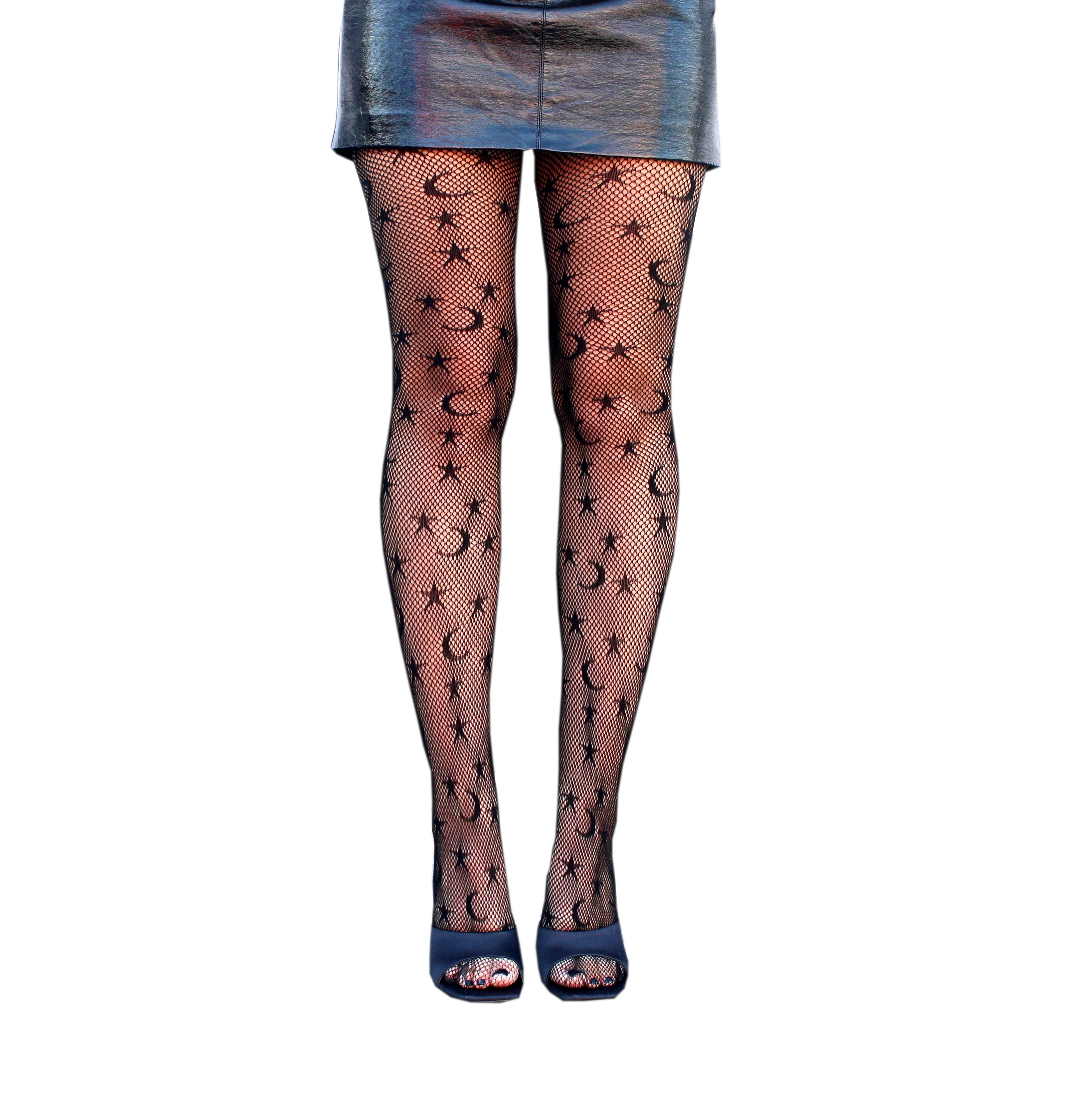 Women's Fishnet Star Moon Pattern Stockings Tights - Temu Canada