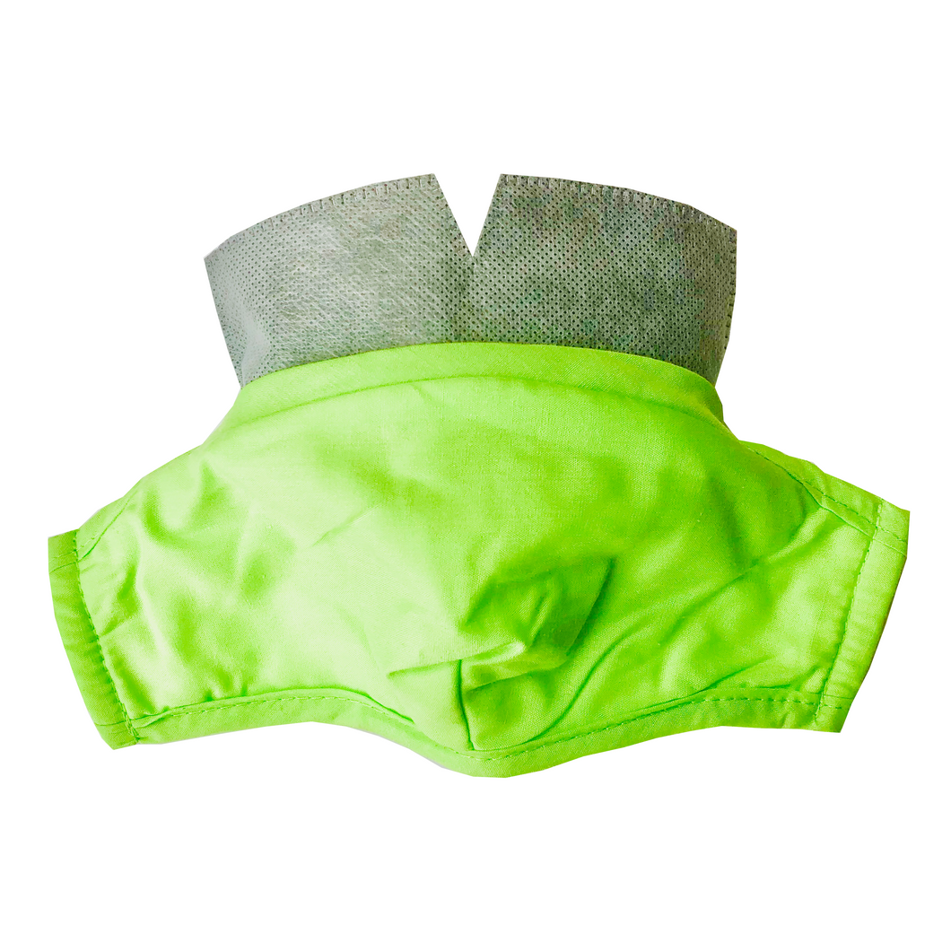Carbon Filter Face Mask in Bright Green with Activated Carbon PM 2.5 Filter Insert