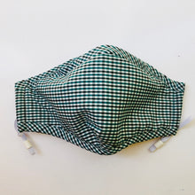 Load image into Gallery viewer, Carbon Filter Face Mask in Blue Gingham Plaid with Activated Carbon PM 2.5 Filter Insert
