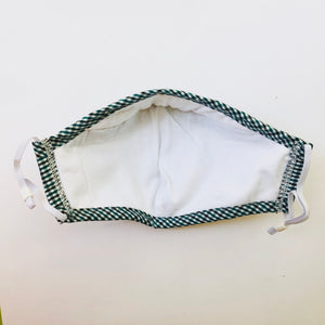 Carbon Filter Face Mask in Blue Gingham Plaid with Activated Carbon PM 2.5 Filter Insert