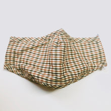 Load image into Gallery viewer, Beige Cottagecore Plaid Face Mask with Filter Pocket, Nose Wire and Adjustable Straps
