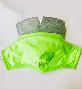 Carbon Filter Face Mask in Bright Green with Activated Carbon PM 2.5 Filter Insert