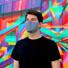 Load image into Gallery viewer, Blue Gingham Plaid Face Mask with Filter Pocket, Nose Wire and Adjustable Straps
