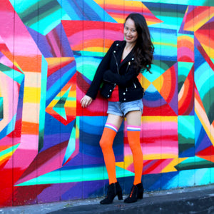 Orange Kawaii Thigh High Socks