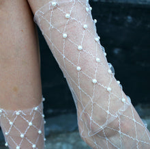 Load image into Gallery viewer, Fairycore Pearl Lace Bride Socks
