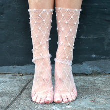 Load image into Gallery viewer, Fairycore Pearl Lace Bride Socks
