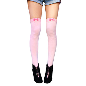 Kawaii Pink Bow Thigh High Socks
