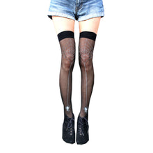 Load image into Gallery viewer, Sheer Spiderweb Thigh High Socks
